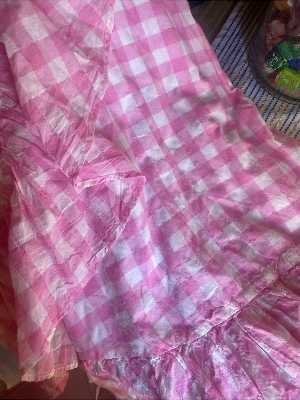 J. Crew Pink and White Gingham Elastic-Waist Skirt Sz XXL